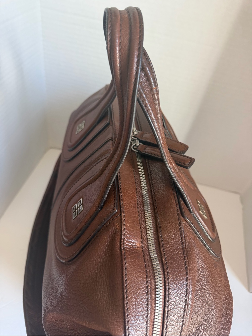 Givenchy Brown Leather Satchel with Gold-Tone Hardware - Picture 6 of 15